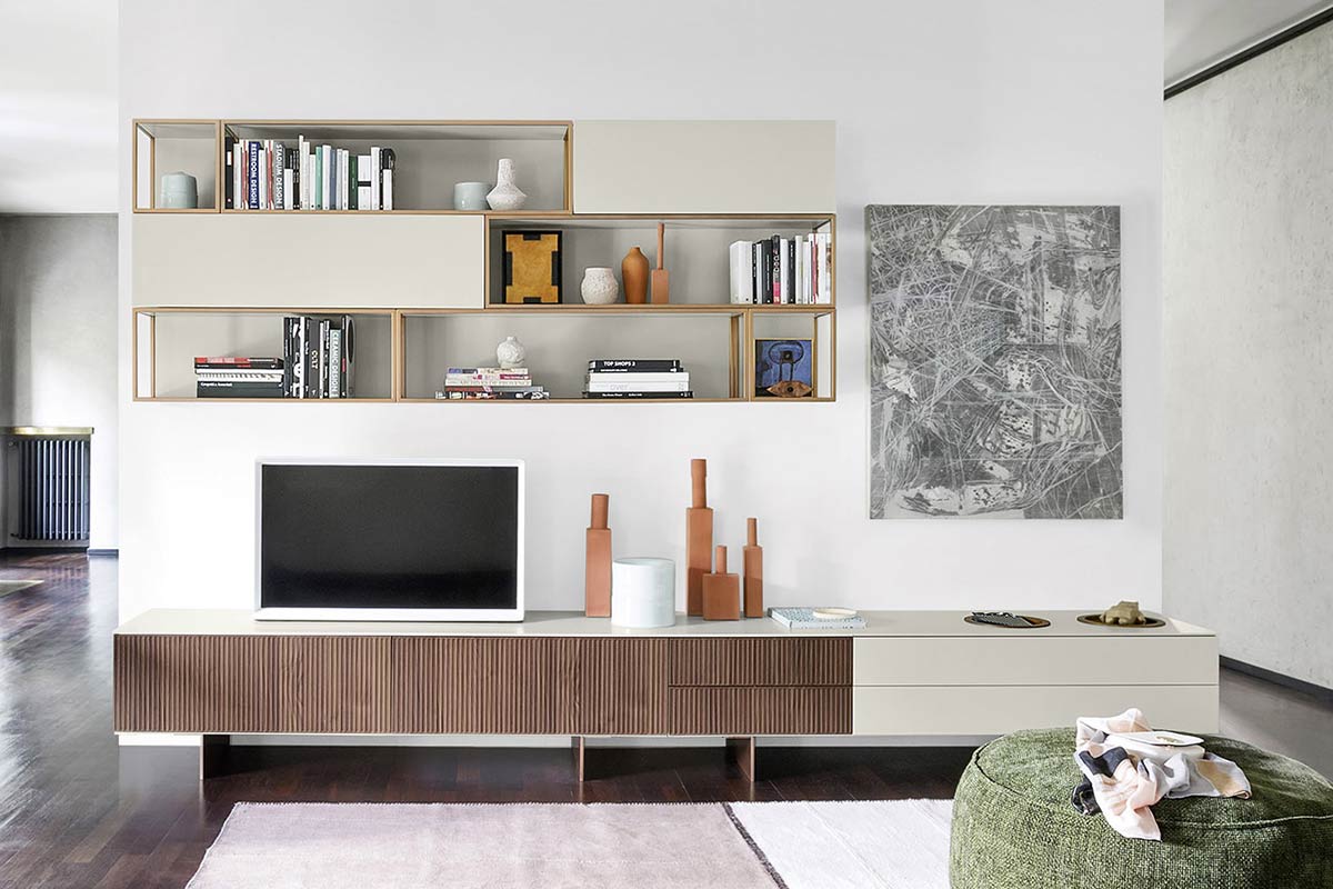 Soggiorno moderno componibile top lops progetto living system ... Soggiorno living moderno
