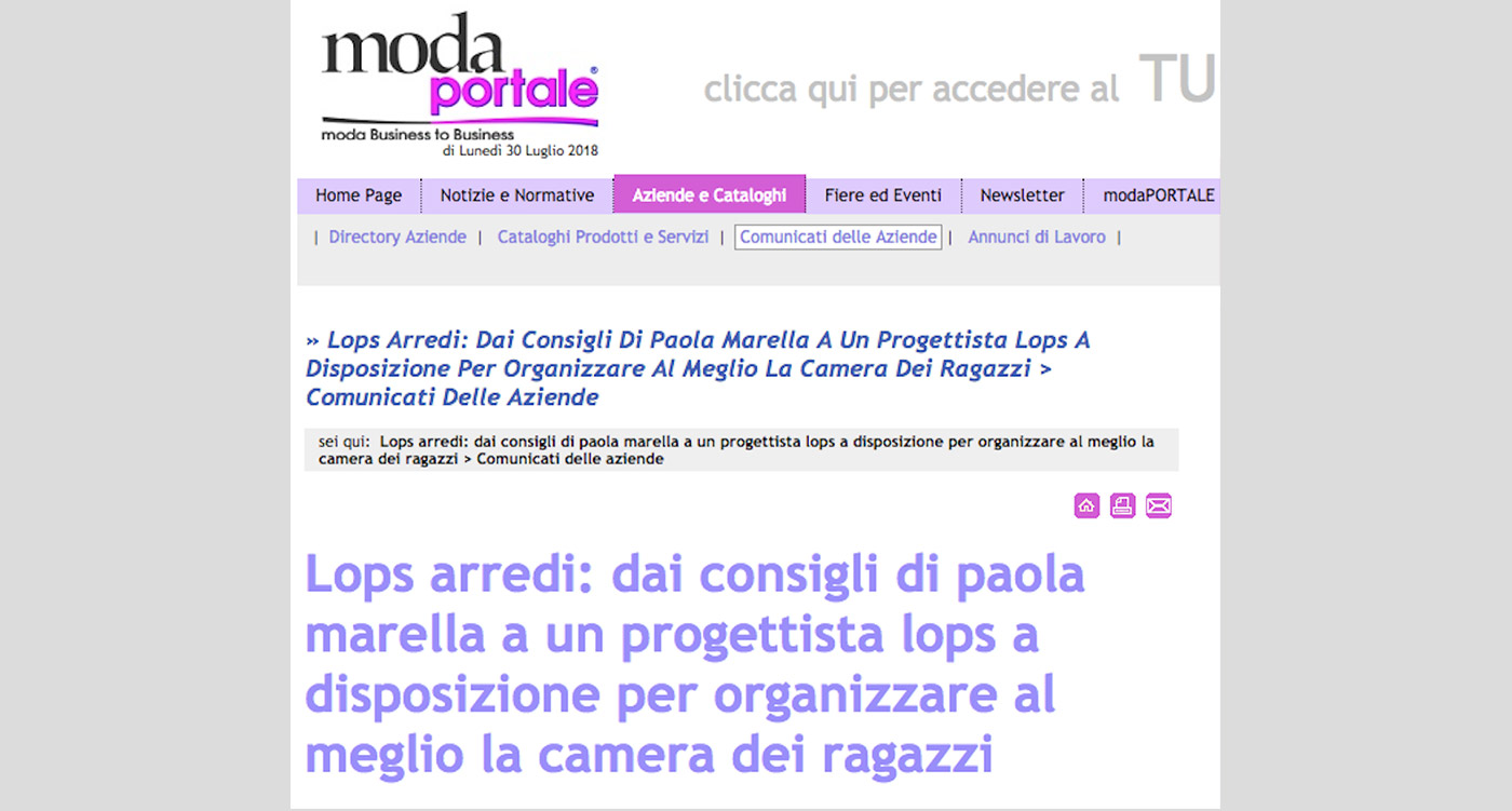 Rassegna stampa Lops Moda Portale