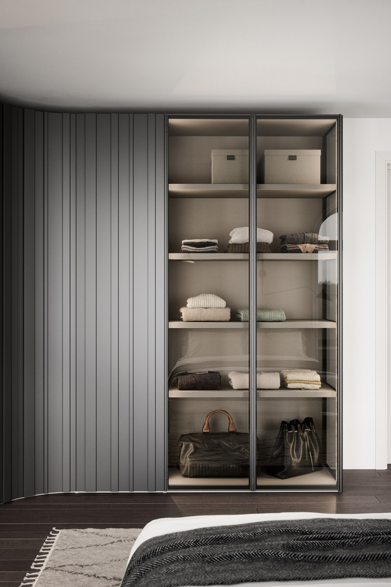 Armadio moderno battente Top Lops Progetto anta Stave 2