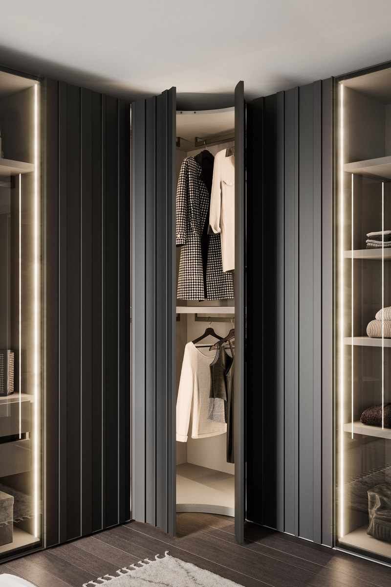 Armadio moderno battente Top Lops Progetto anta Stave 3