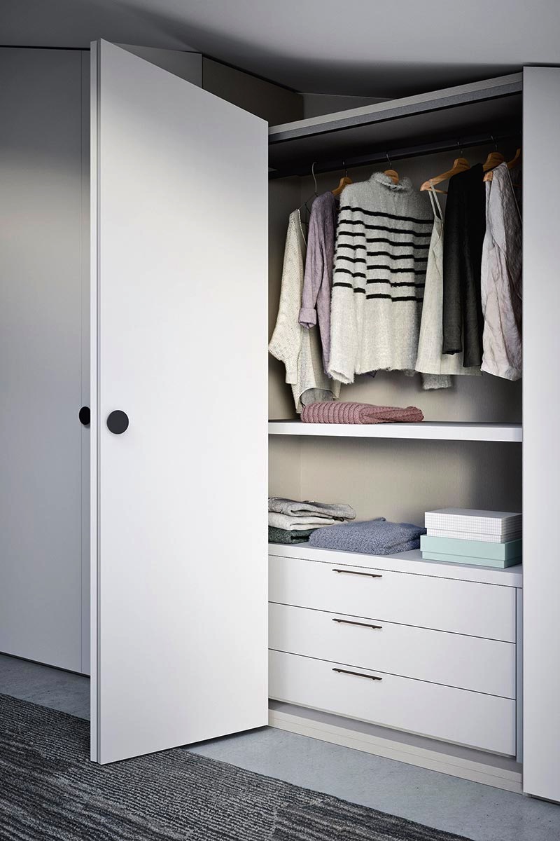 Armadio moderno battente Top Lops Progetto anta Alfa 7