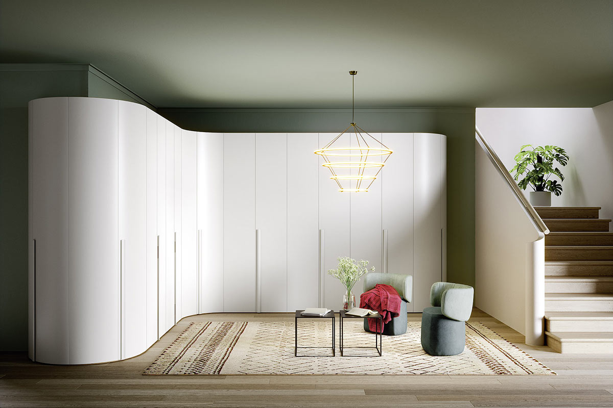 Armadio moderno battente&nbsp;Top Lops&nbsp;Progetto anta Curvo 1