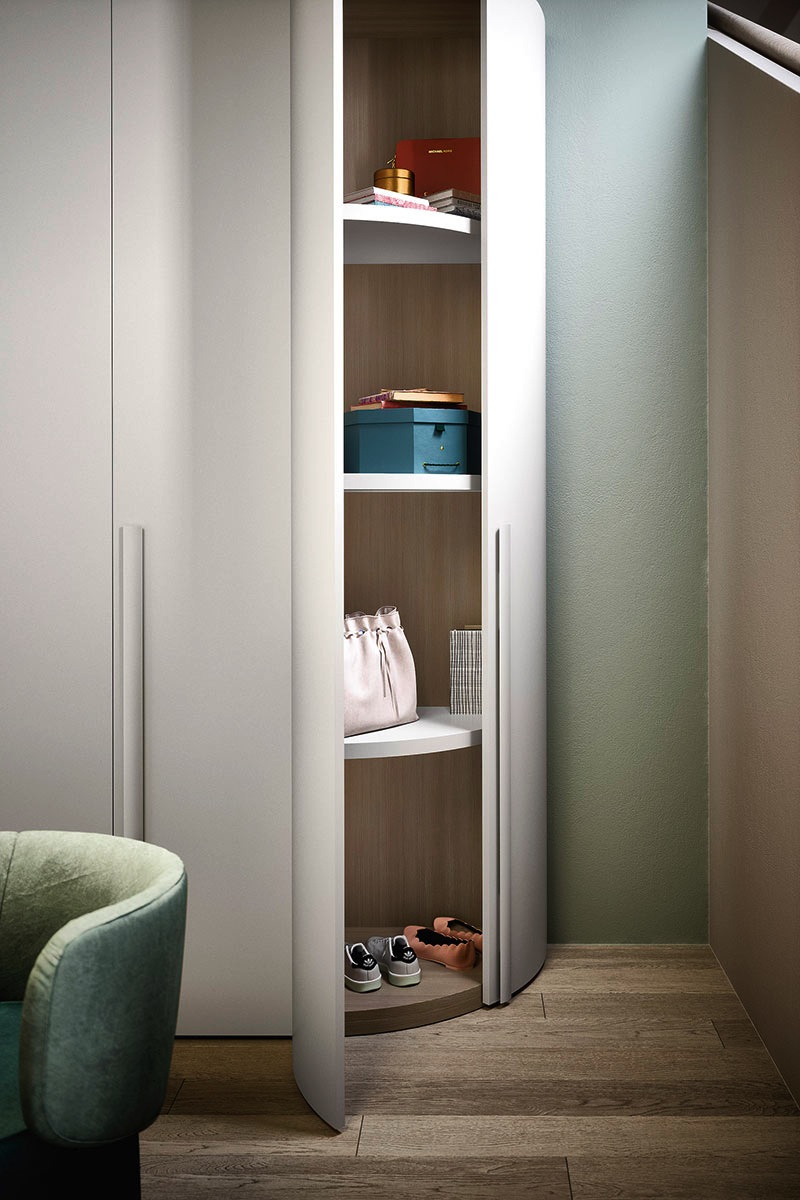 Armadio moderno battente&nbsp;Top Lops&nbsp;Progetto anta Curvo 3