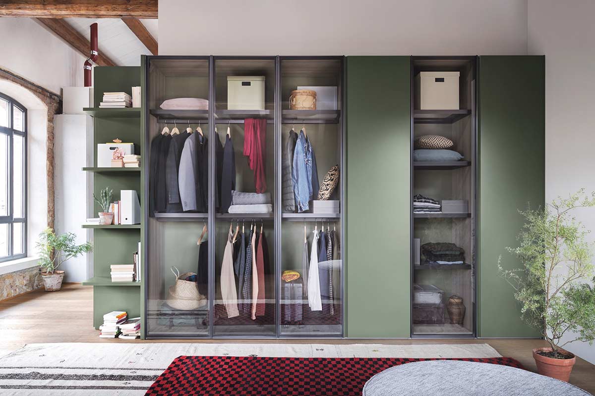 Armadio moderno battente Top Lops Progetto anta Perry 1