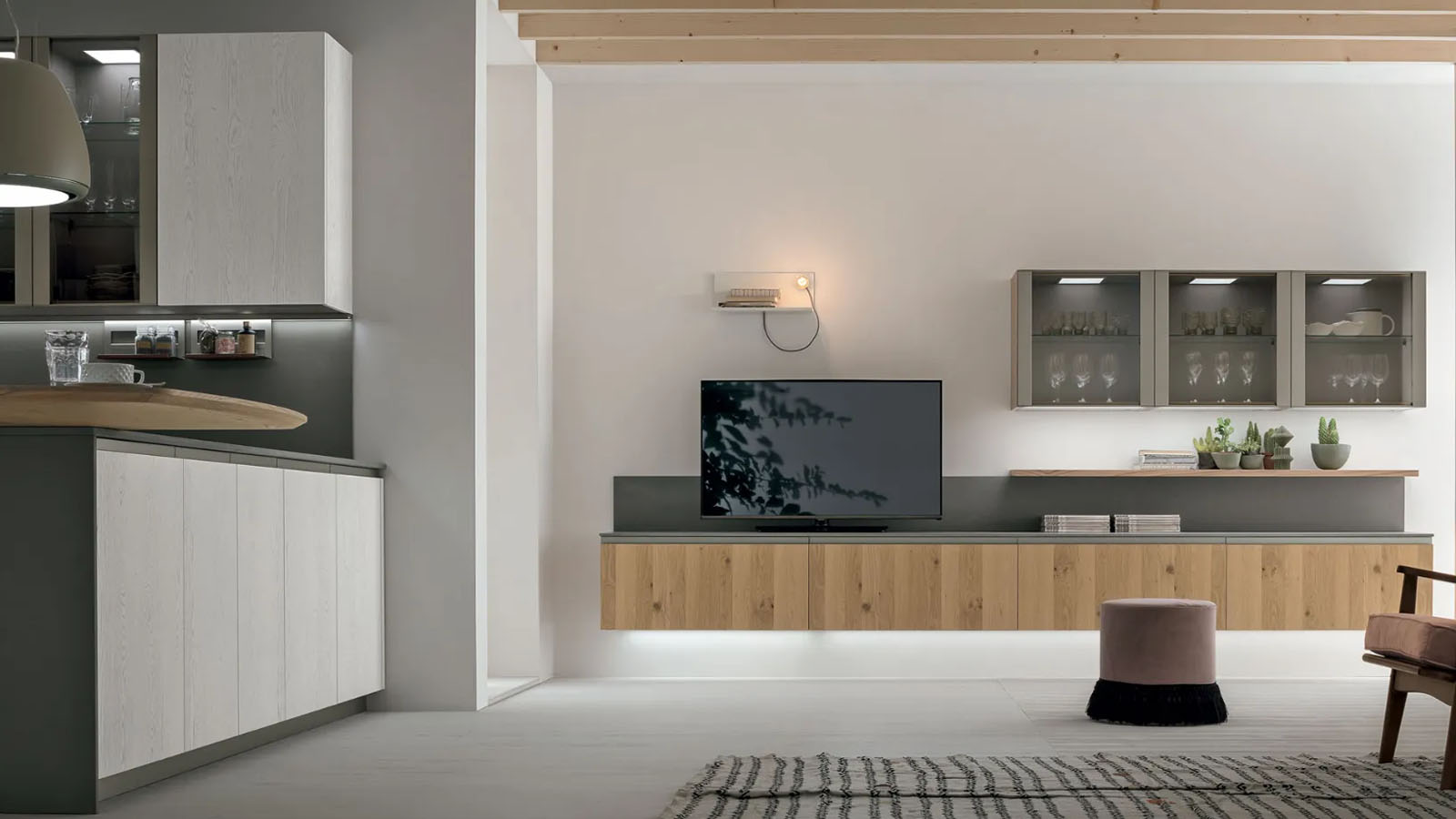 Living moderno componibile Stosa Natural 2