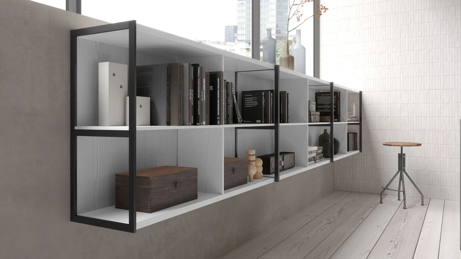 Living moderno componibile Stosa Newport 2