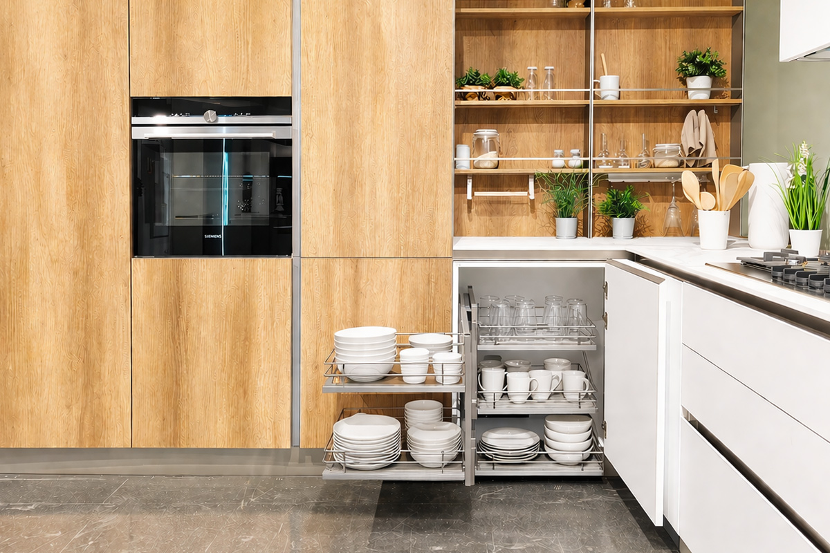 cucina Stosa Infinity negozio Lops Trezzano Milano Monza Brianza - dettaglio cestello estraibile