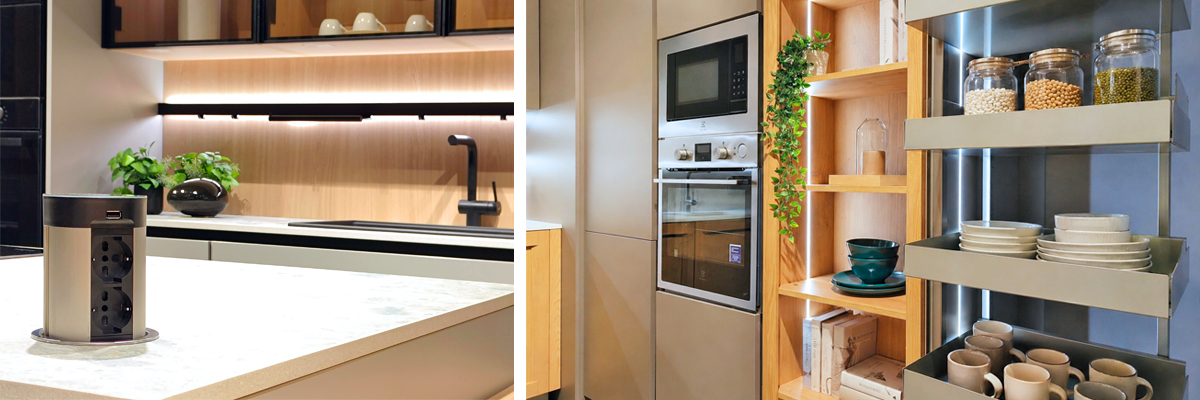 cucina Infinity e Palio Stosa negozio Lops Trezzano Milano Monza Brianza - dettagli torretta e dispensa estraibile